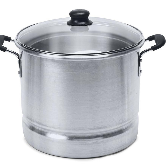 IMUSA USA MEXICANA-410 Aluminum Steamer with Glass Lid 10-Quart, Silver, 10Qt