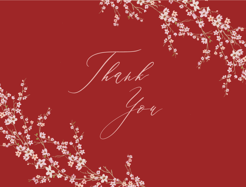 Sakura Landscape | Dark Red | Zola Thank You Cards