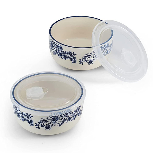 Pfaltzgraff Gabriela Storage Bowls, 6 inch, Blue and White