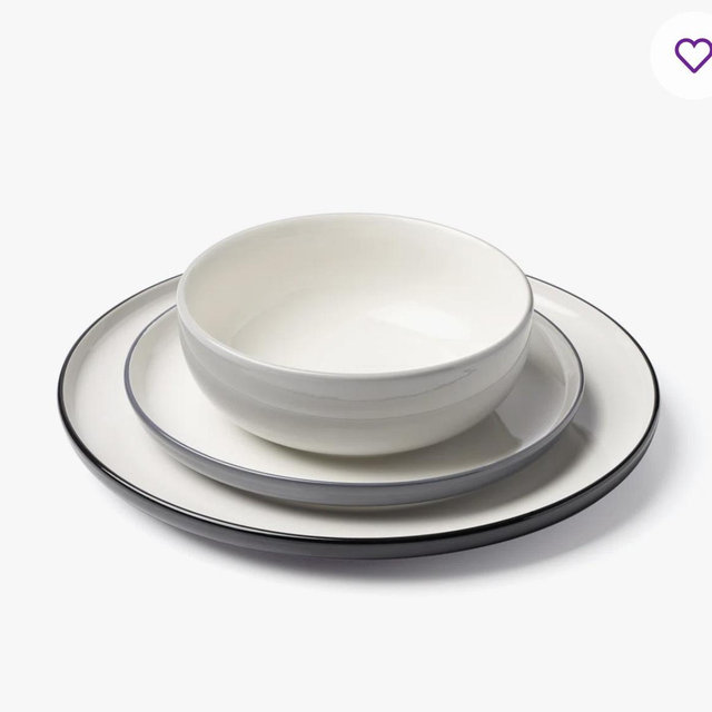 24/7 Colors 12-Piece Dinnerware Set - Black