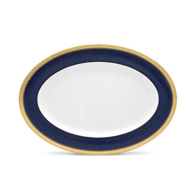 Noritake Odessa Cobalt Gold Oval Platter, 16"
