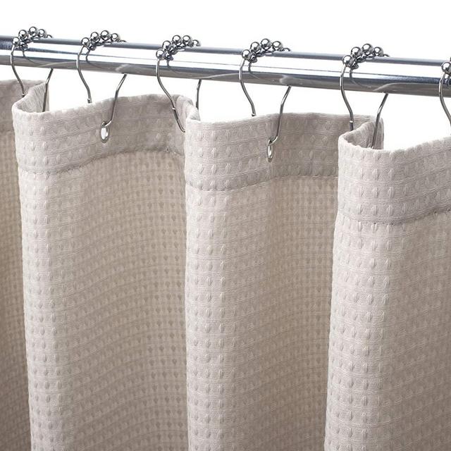 AmazerBath Khaki Shower Curtain for Bathroom Waffle Shower Curtain 72x72 Inches Hotel Shower Curtain Machine Washable 230 GSM Heavy Duty Khaki Honeycomb