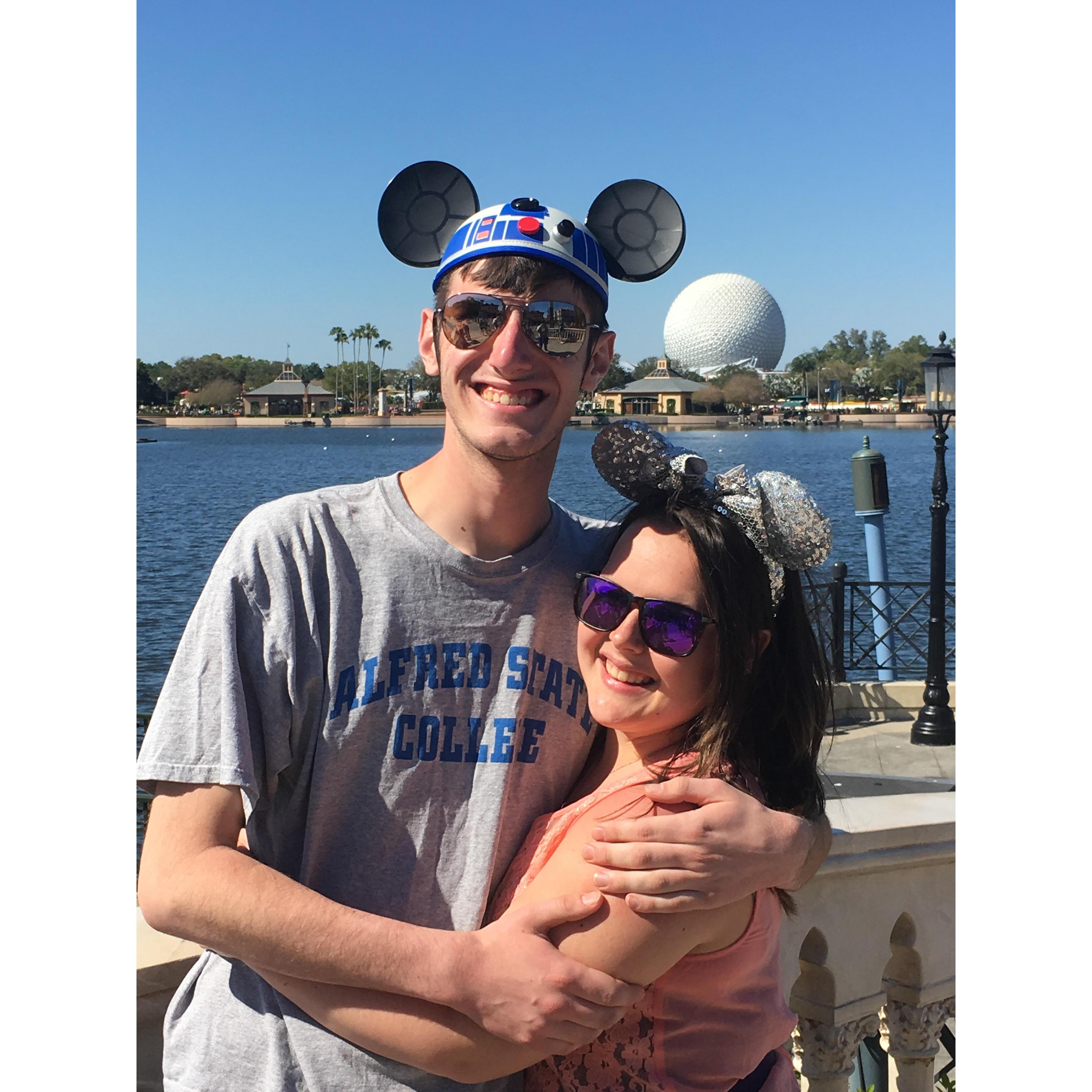 Disney world trip - Spring Break 2017! After drinking around the world, THAT was decided as the best time for a picture with Spaceship Earth!