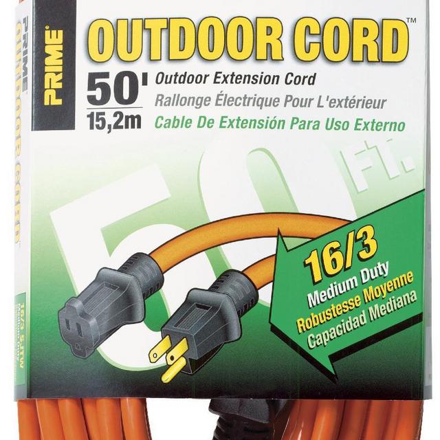 Prime Wire & Cable EC501630 50-Foot 16/3 SJTW Medium Duty Extension Cord, Orange
