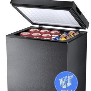 BLACK 3.2 CUBE FT. Kismile 3.2 Cubic Feet Chest Freezer with 2 Removable Basket Free Standing Top Open Door Compact Freezer with Adjustable Temperature for Home/Kitchen/Office/Bar