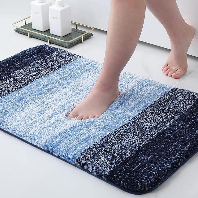 Arotive Microfiber Bathroom Rugs, Shaggy Soft and Absorbent Bath Rug, Non-Slip, Thick Plush Bathroom Mat, Machine Washable Dry Bath Mats for Bathroom, Tub and Shower, 20" x 32", Blue
