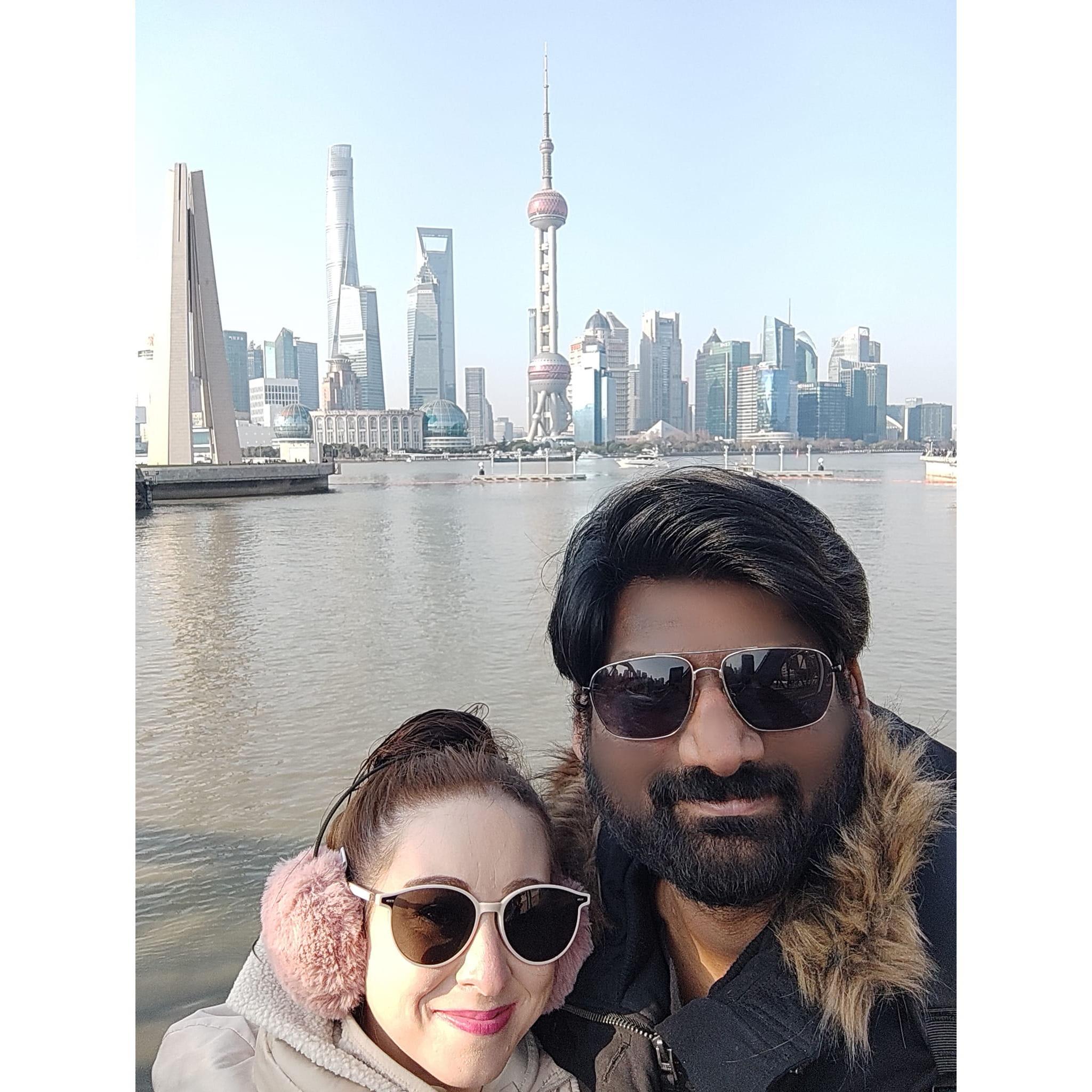 Raj and I in front of the Shanghai Skyline 2023