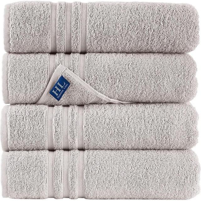 Hammam Linen Ice Silver Bath Towels 4-Pack - 27x54 Soft and Absorbent, Premium Quality Perfect for Daily Use 100% Cotton Towel