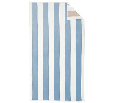 Chambray/Flax Reversible Awning Striped Organic Beach Towel, 40x72"