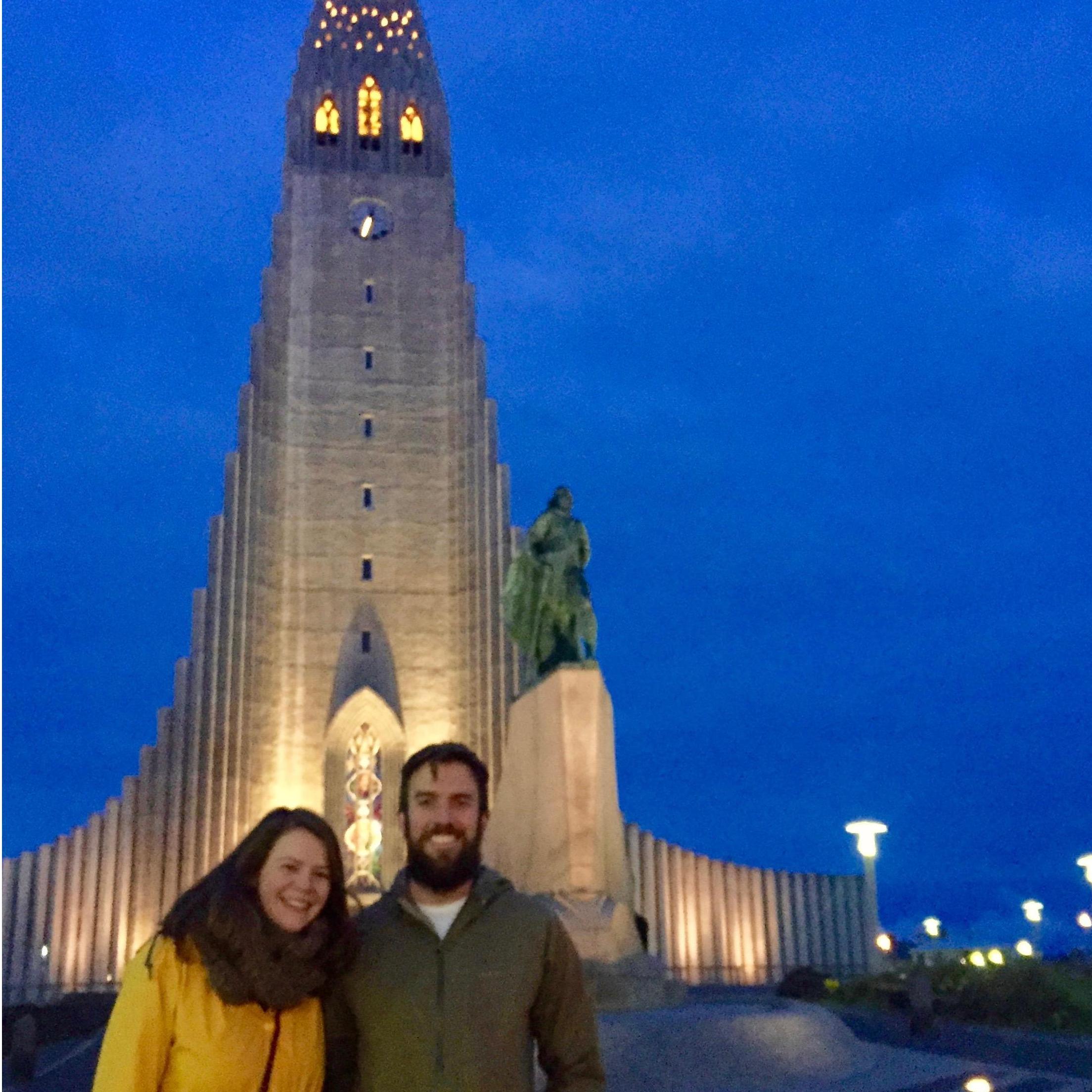 Taken by an unsuspecting stranger in front of Hallgrímskirkja in Iceland minutes after Gabe proposed