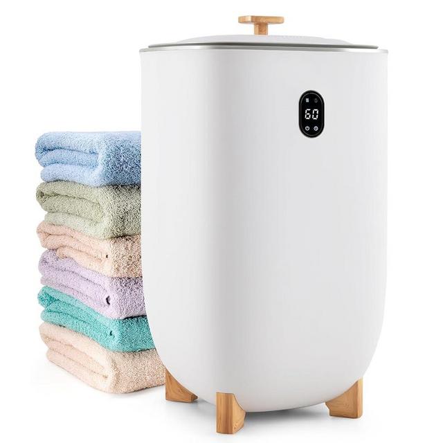 Tangkula 35L Large Towel Warmer Bucket, Luxury Hot Towel Heater w/ 20-90Min Timer & 2-5H Drying Mode, Aroma Tray, ETL Certified Bathroom Heater for Oversized Towels, Bathrobes, Blankets (White, 35L)