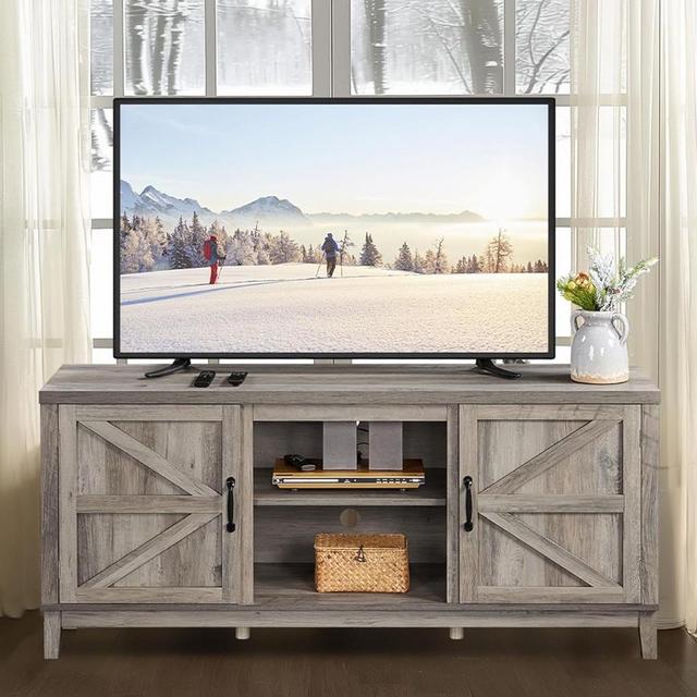 Farmhouse TV Console Table for Living Room - Grey