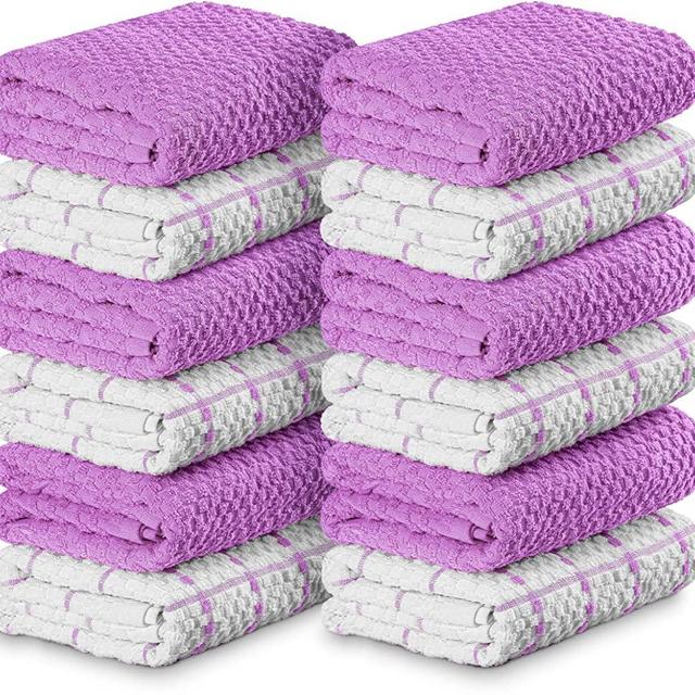 Utopia Towels Kitchen Towels [12 Pack], 15 x 25 Inches, 100% Ring Spun Cotton Super Soft and Absorbent Linen Dish Towels, Tea Towels and Bar Towels Set (Lavender)