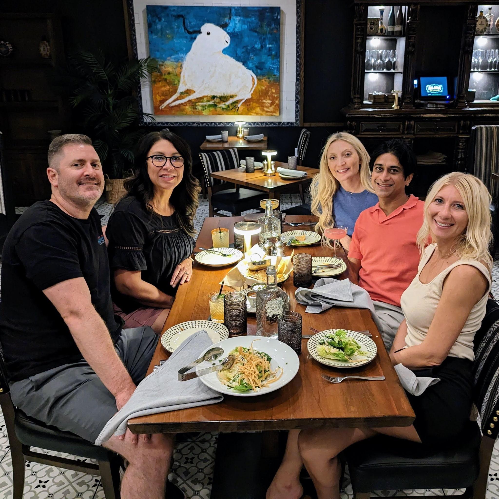 Dinner with our friends Corey, Ellen and Melissa