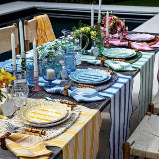 Cabana Stripe Assorted Melamine Dinner Plate, Set of 4