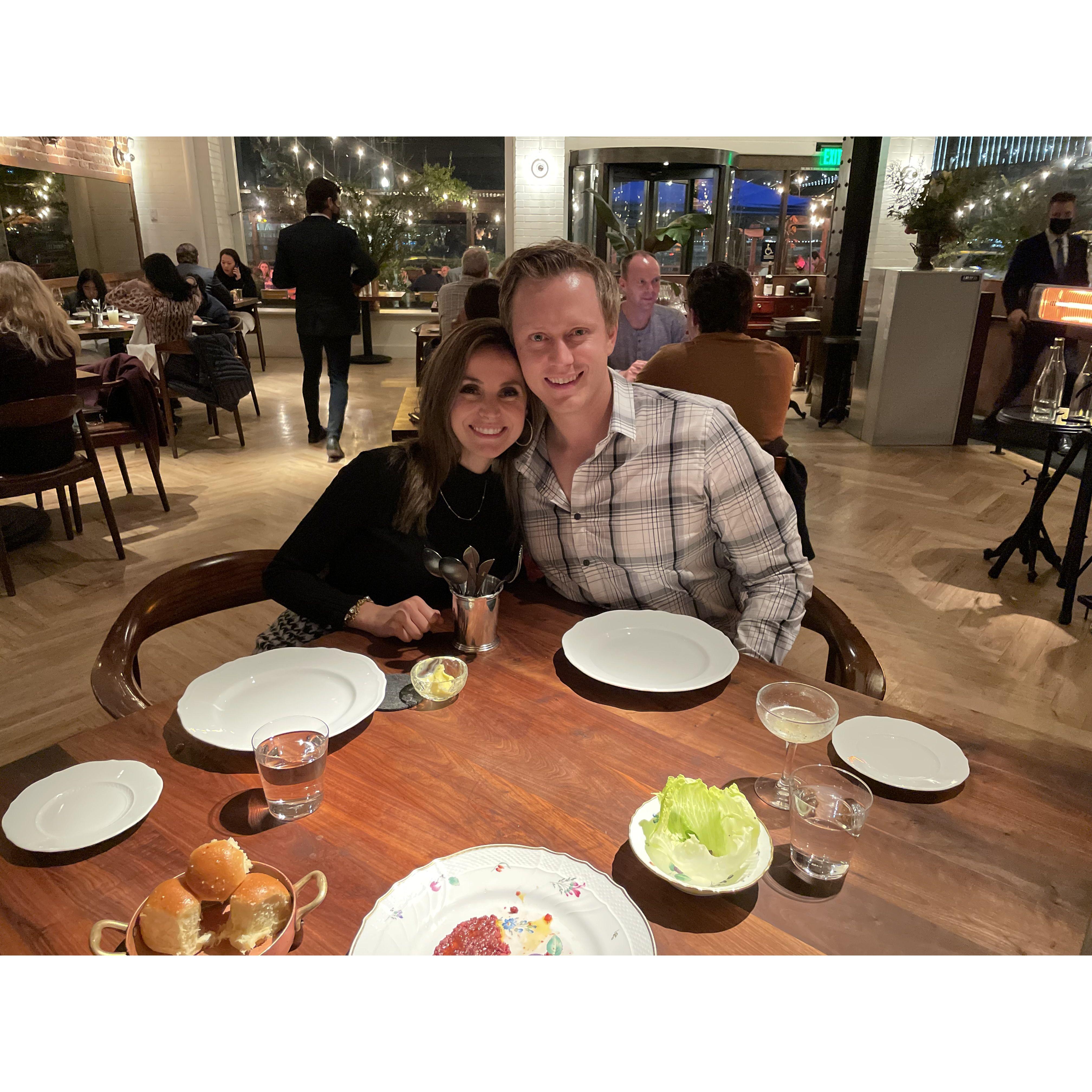 When Tom took Carina to dinner at Angler for her 30th birthday