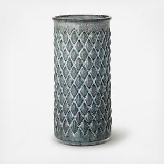 Embossed Diamond Stoneware Vase