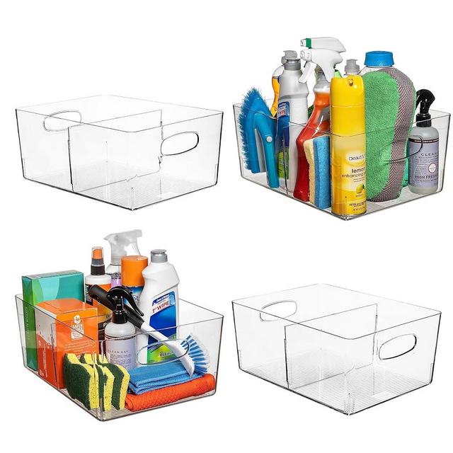 ClearSpace Plastic Storage Bins with Divider – Perfect Kitchen Organization or Pantry Storage – Fridge Organizer, Pantry Organization and Storage Bins, Cabinet Organizers