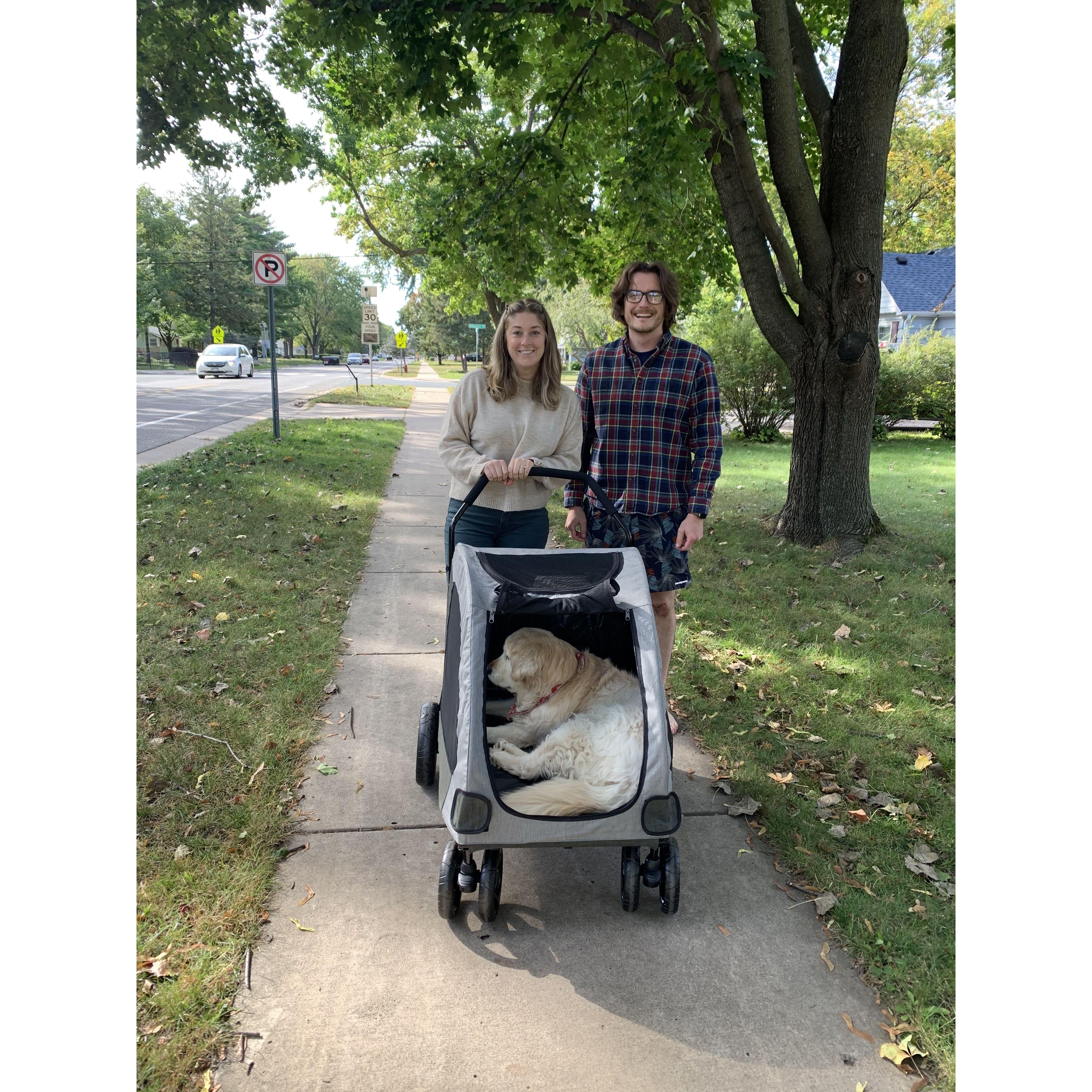 Taking Mikaela Rae on a stroll in our neighborhood.