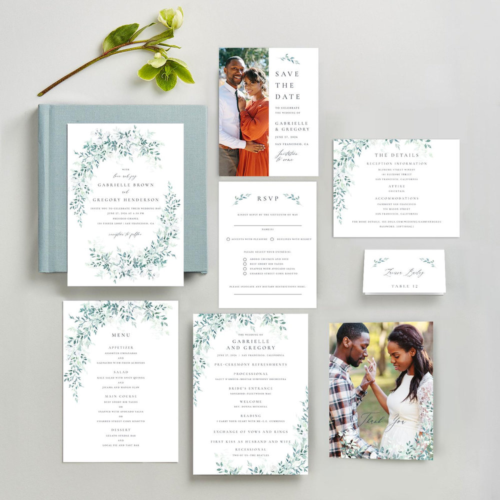 Farnham Portrait | Blue Sage | Zola Wedding Invitations