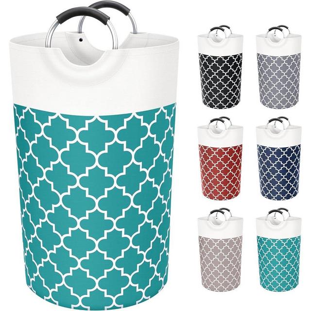 Fabspace Large Laundry Basket Laundry Hamper Bag Washing Bin Clothes Bag Collapsible Tall With Handles Waterproof Travel Bathroom College Essentials Storage For College Dorm, Family (Green)82L