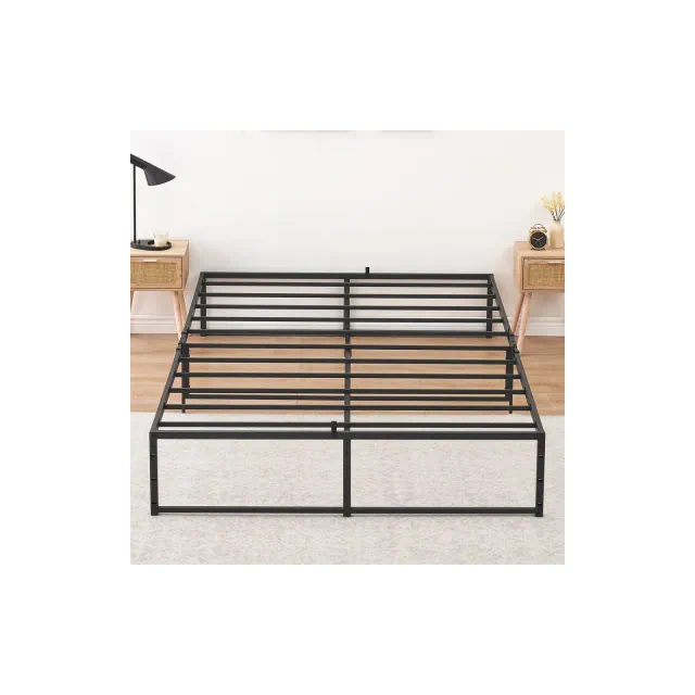 Full Size Bed Frame Platform, 14 inch Metal Full Bedframe with 3 in 1 Sturdy Steel Support, No Box Spring Needed Black Mattress Frame