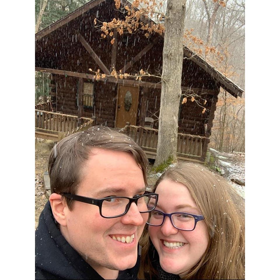 We arrived at our cabin at Hocking Hills in the snow.