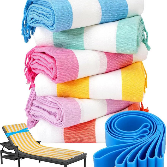Genovega 6 Packs Oversized Turkish Beach Towels Thin Quick Dry Sand Free Pool Swim Bathing Towel Extra Large Travel Blanket Adult Essentials Accessories Summer Vacation Stripe