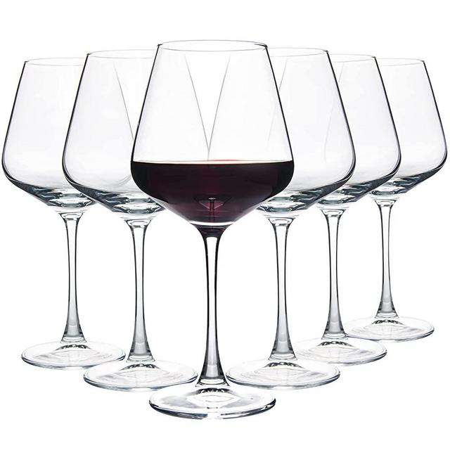 YANGNAY Wine Glasses (Set of 6, 20 Oz), Large Clear Burgundy Wine Glasses for Red Wine, Smooth Rim, Dishwasher Safe