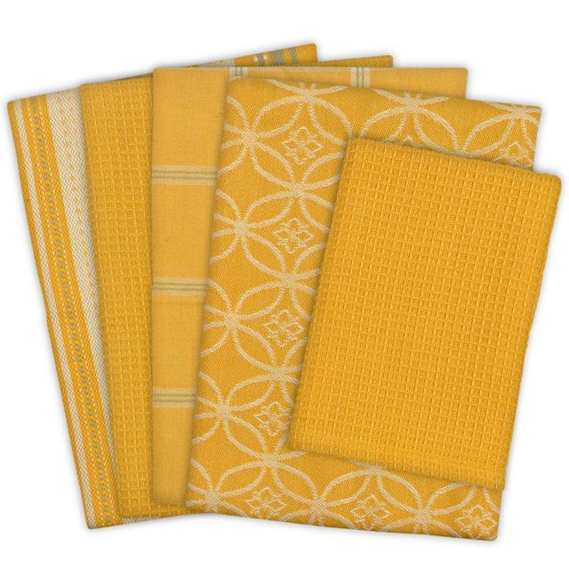 Harvest Kitchen Towels in Mustard (Set of 5)