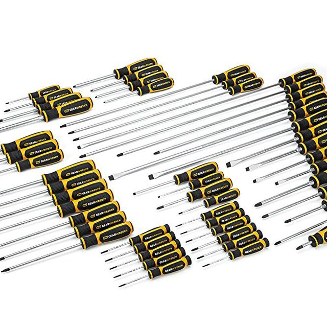 GEARWRENCH 51 Piece Master Complete Screwdriver Set, Dual Material Handles - 80051A,Yellow,black,silver