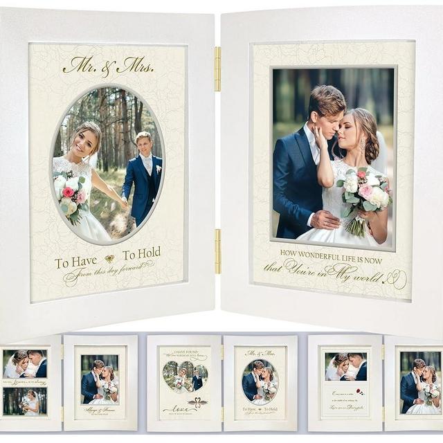 A'arkaJ Wedding Picture Frame(5x7) – 7 Mats Included – Wedding Gifts – Nature Wood