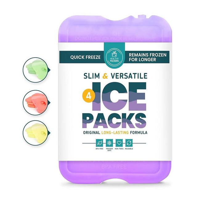 Healthy Packers Ice Pack for Lunch Box - Freezer Packs - Original Cool Pack (Set of 4) | Slim & Long-Lasting Ice Packs for Your Lunch or Cooler Bag (Purple)