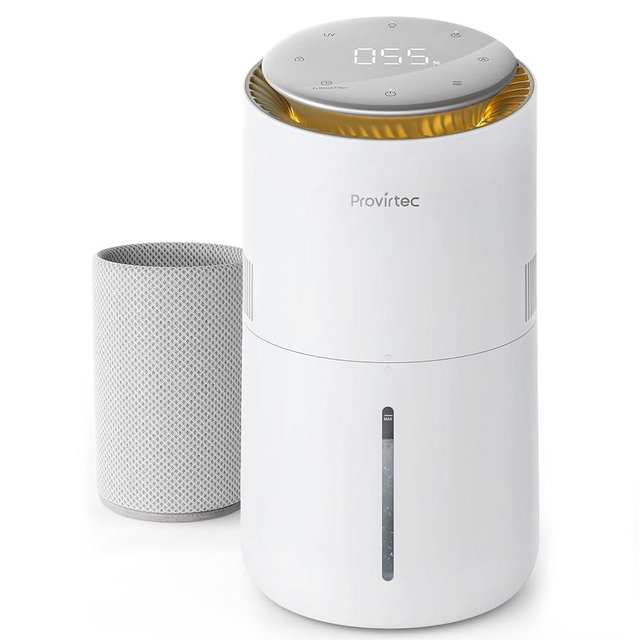 Provirtec MistFree HC13 Evaporative Humidifier for Bedroom, 3L No White Dust for Sensitive Individuals & Kids, Auto Humidity Control, Ultra Quiet Sleep Mode, Easy Clean Tank for Office & Small Room