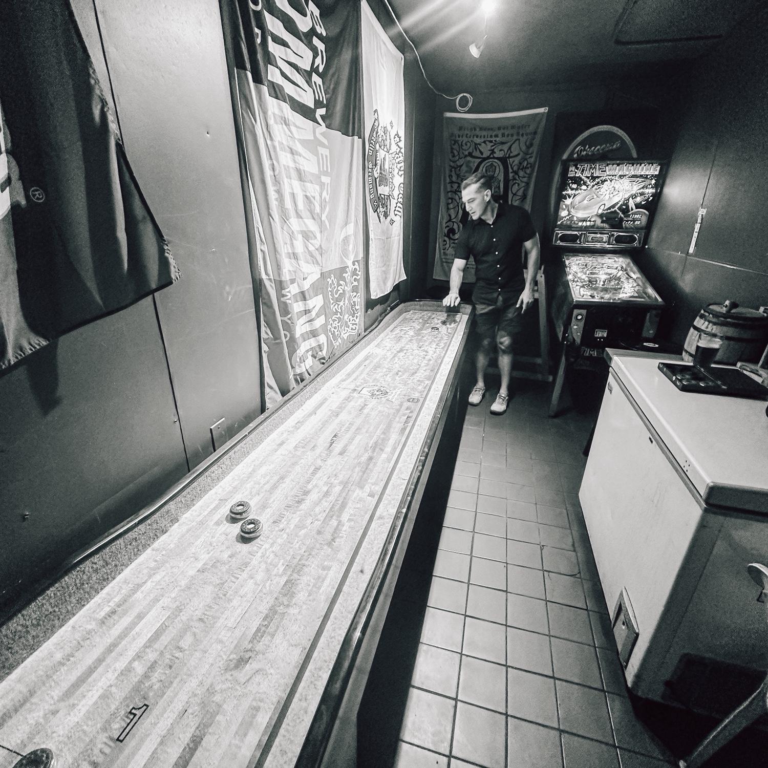 Eric & Michelle's favorite competition together #shuffleboard