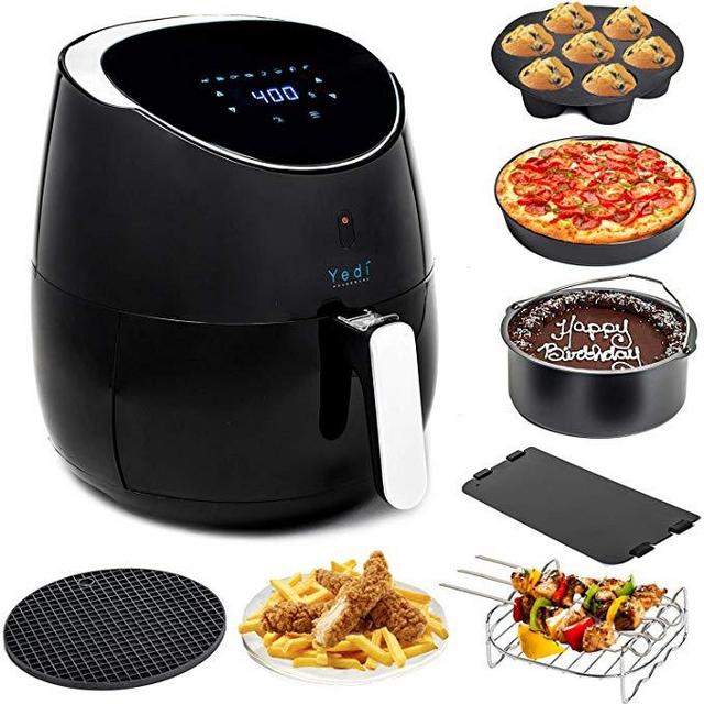 Yedi Total Package Air Fryer XL, 5.8 Quart, Deluxe Accessory Kit, Recipes, Black