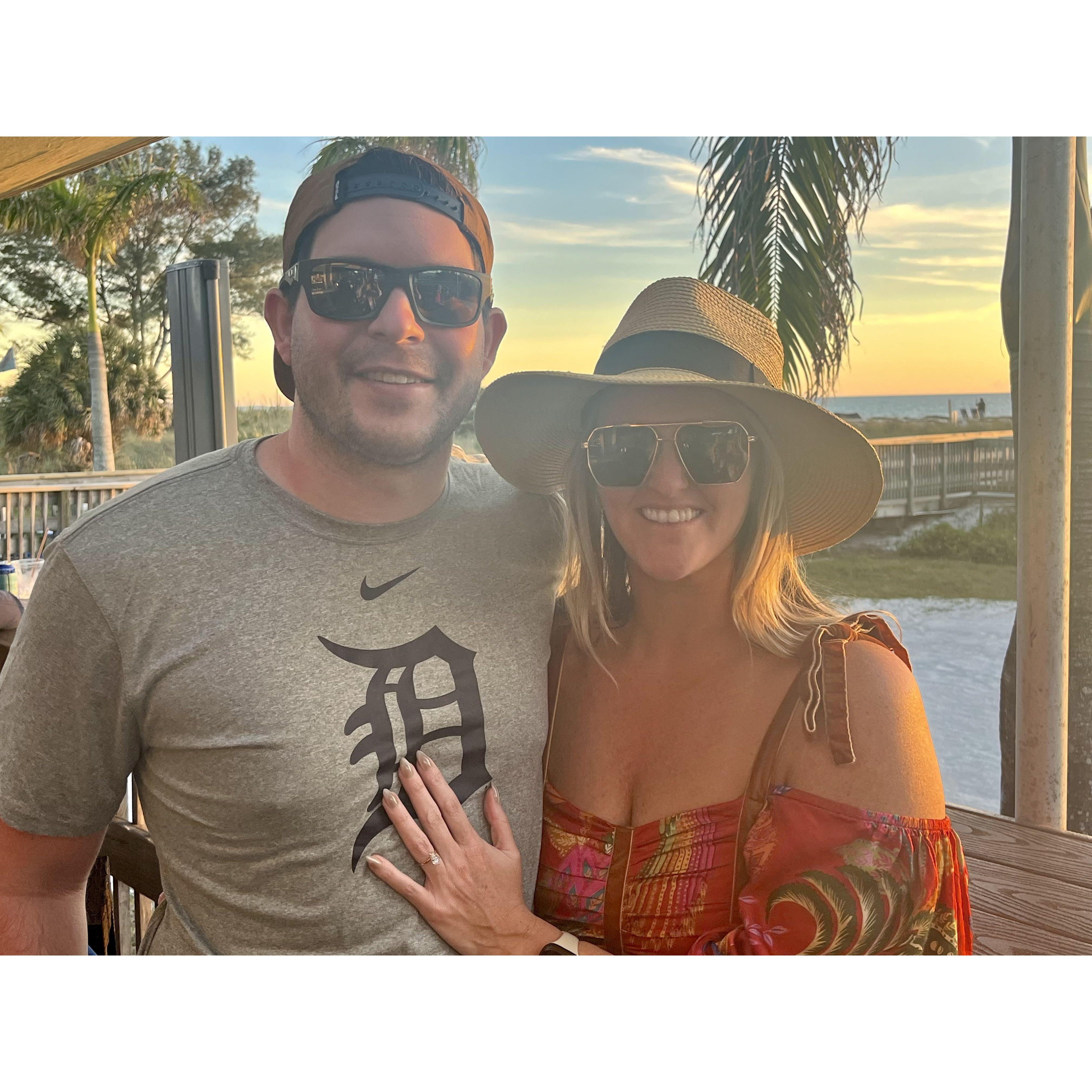 Sunset celebrations right after Chris proposed.