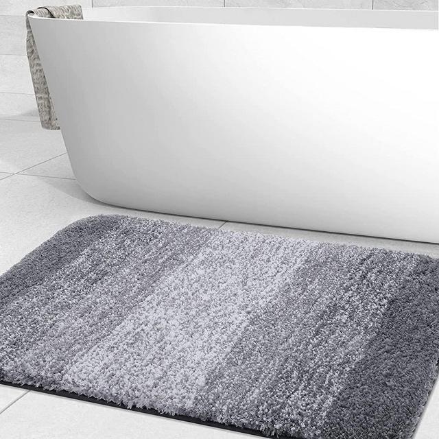 Olanly Luxury Bathroom Rug Mat, Extra Soft and Absorbent Microfiber Bath Rugs, Non-Slip Plush Shaggy Bath Carpet, Machine Wash Dry, Bath Mats for Bathroom Floor, Tub and Shower, 17x24, Grey