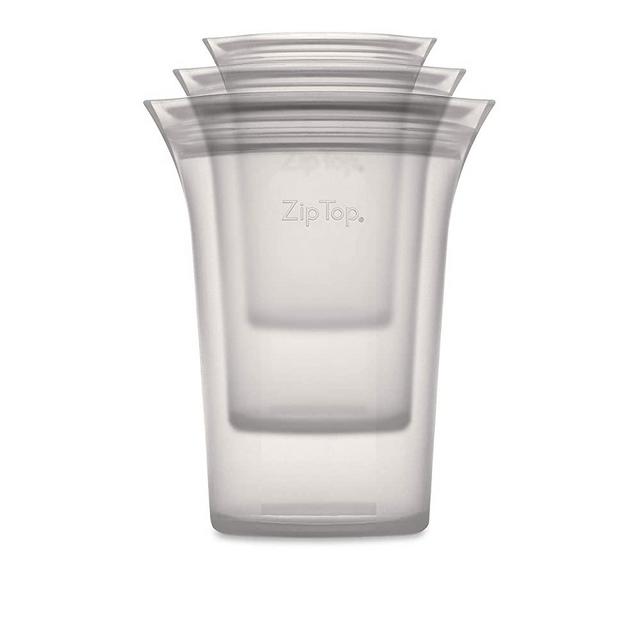 Zip Top Reusable 100% Platinum Silicone Containers - 3 Cup Set - Gray