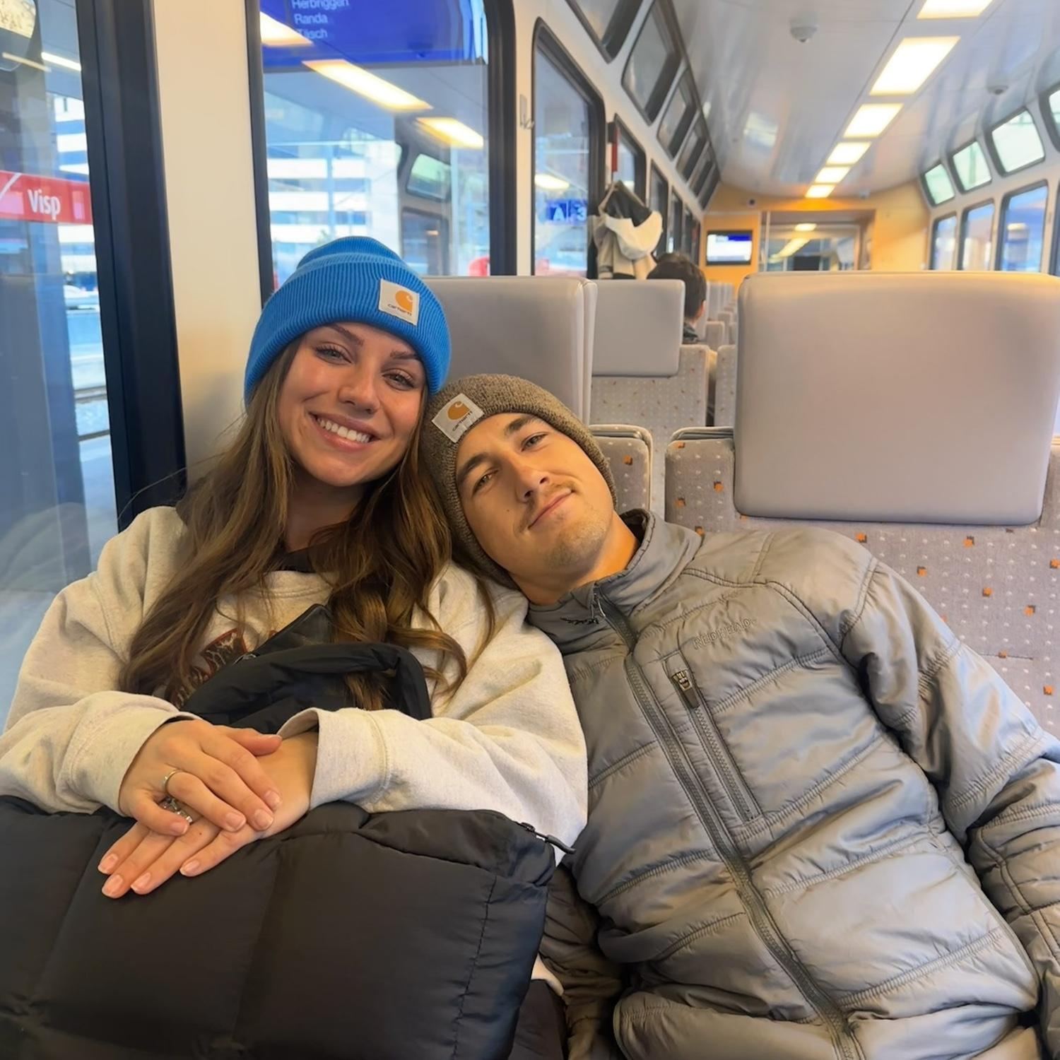 Train rides after snowboarding!