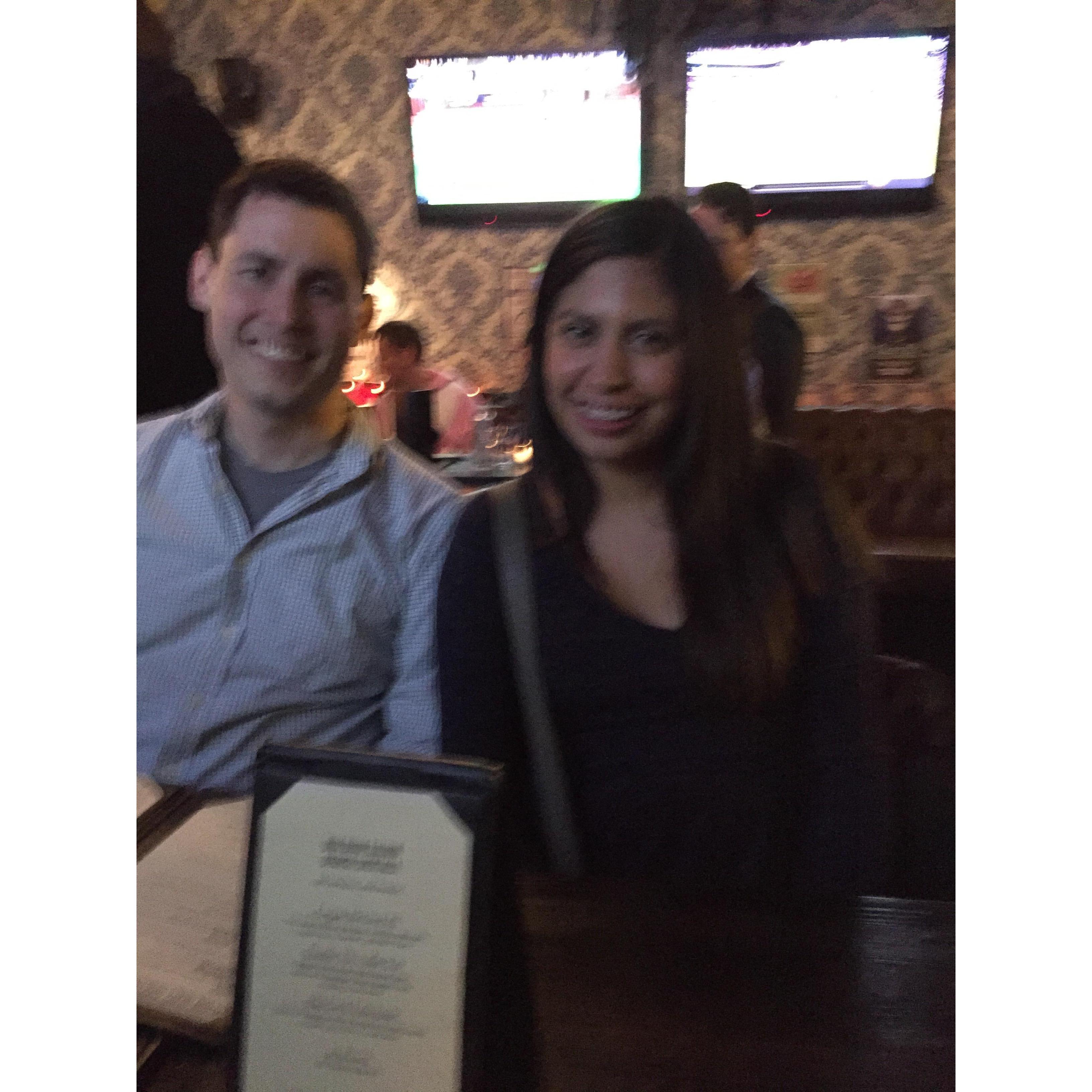 Blurry--but this is our first picture together, taken by the Bergman's when visiting Chicago.