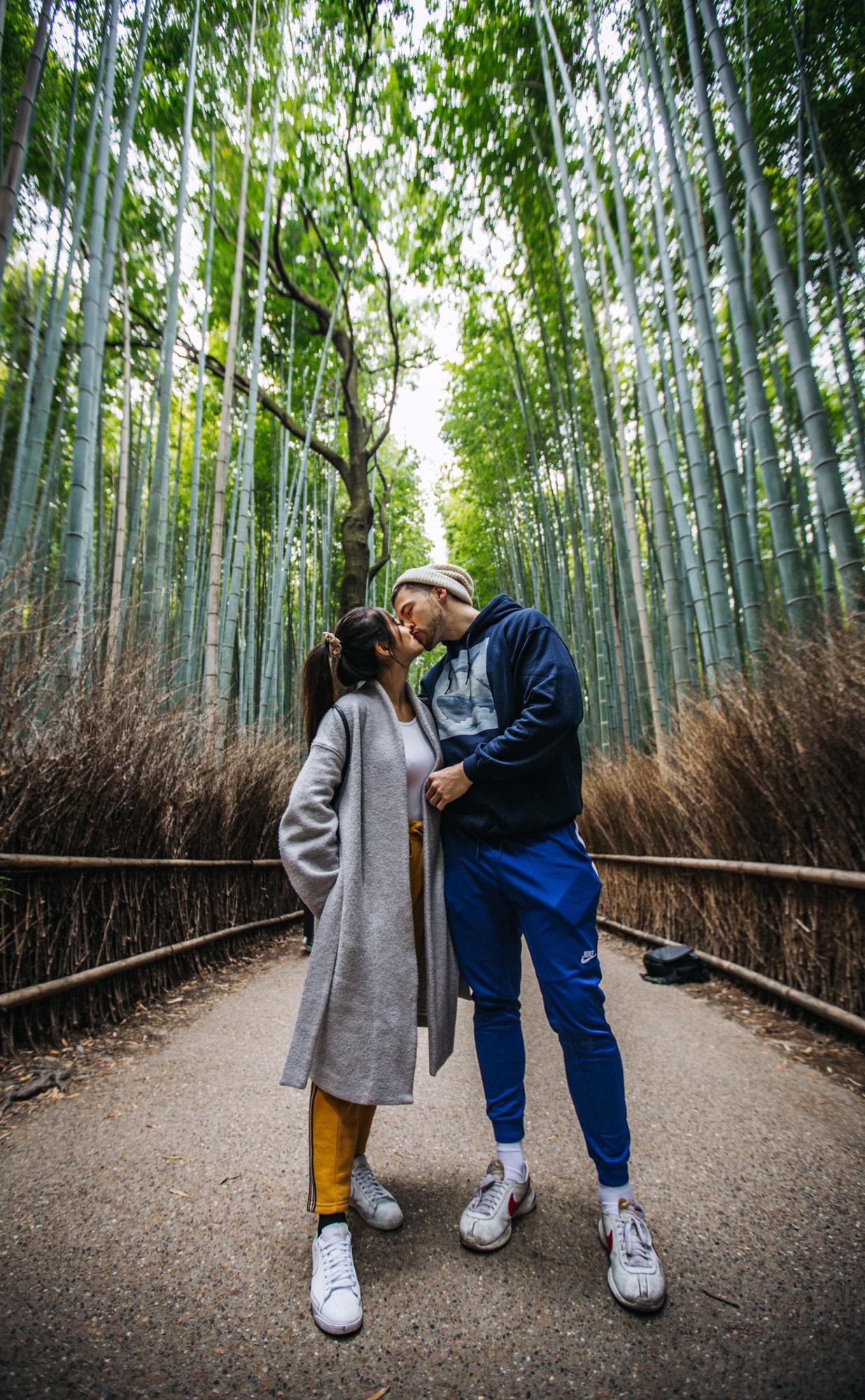 Our third trip to Japan, revisiting the bamboo forest in Kyoto that Sean proposed in!