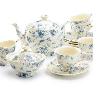 Blue Rose Toile Fine Porcelain Tea Set