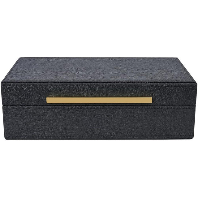 XIGEXIGE Small Black Shagreen box Faux Leather Decorative Box,Keepsake And Memory Storage Decorative Boxes with Lids for Modern Home Decor Jewelry Box Organizer