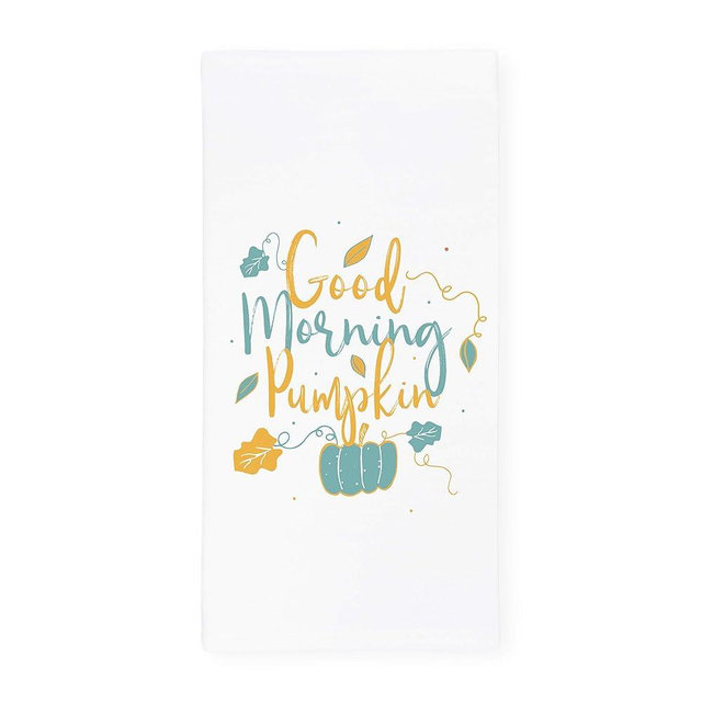 The Cotton & Canvas Co. Good Morning Pumpkin Autumn Fall Soft and Absorbent Kitchen Tea Towel, Flour Sack Towel and Dish Cloth