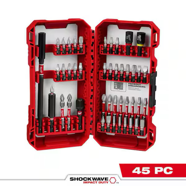 Milwaukee SHOCKWAVE Impact Duty Alloy Steel Screw Driver Bit Set (45-Piece) 48-32-4023