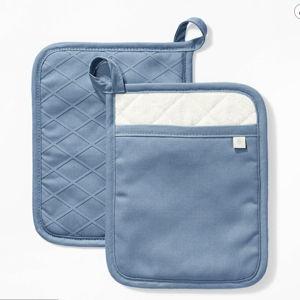 2pk Potholder Blue - Figmint™: Modern Kitchen Textiles, Cotton, Pocket & Silicon Gripper, OEKO-TEX Certified