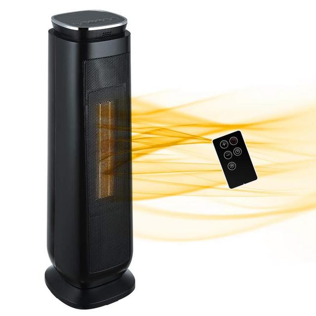 Aireplus Space Heater, 1500W Electric Ceramic Tower Heater, Oscillating Portable Heater with Adjustable Thermostat, 8 Hrs Timer, LED Display and ECO Mode, Overheat & Tip-Over Protection for Indoor Use