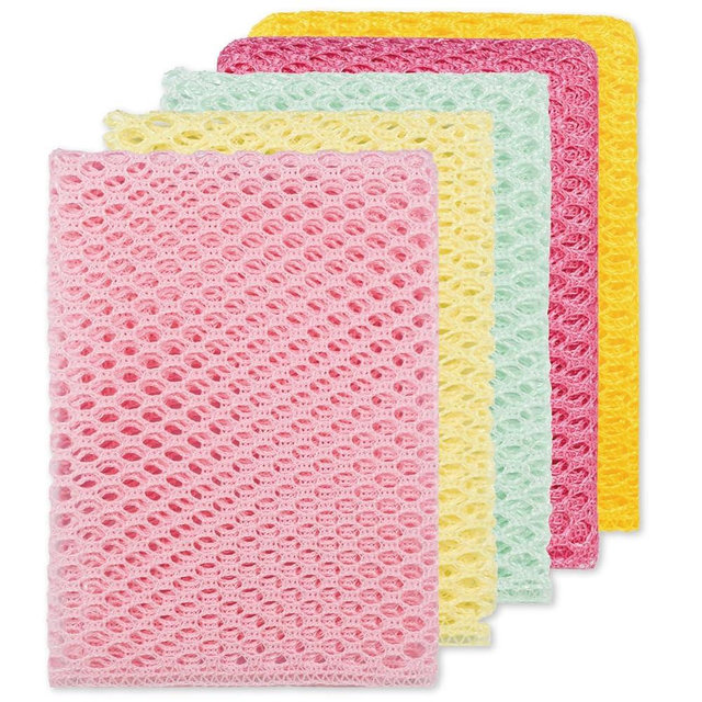 Olivia Tree 5-Piece Innovative Dish Washing Net Cloths, Quick Dry Mesh Net, Scourer, Dish Sponge, 11" x 11"