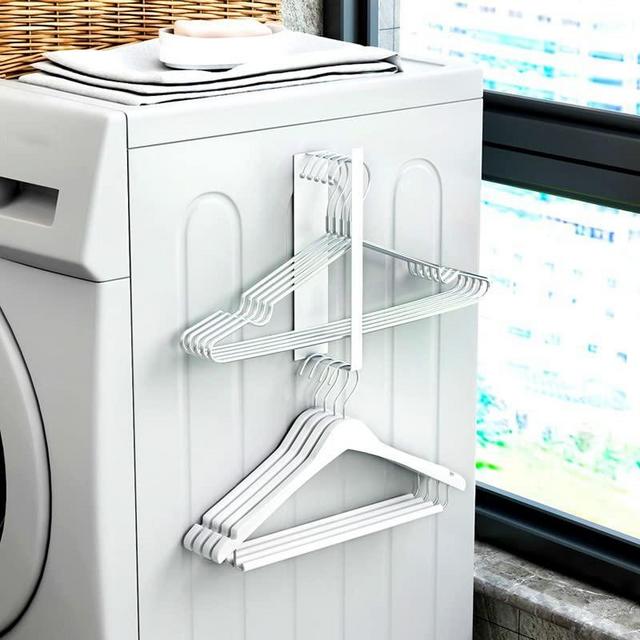 niziyue Hanger Organizer,Hanger Storage Rack for Washing Machine,Hanger Stacker for Closet Laundry Room,Clothes Hanger Storage for Adult or Child Clothes Hangers(White)